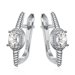 Kinel Simple Micro Wax Inlay Stud Earrings Women Fashion Wedding Jewelry Tibetan Silver Natural Zircon Earring For Girl Gift