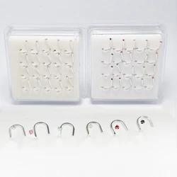 20Pcs of pack925 Sterling Silver 1.5 MM Round Crystal Nose Stud Rings Screw Piercing Jewelry