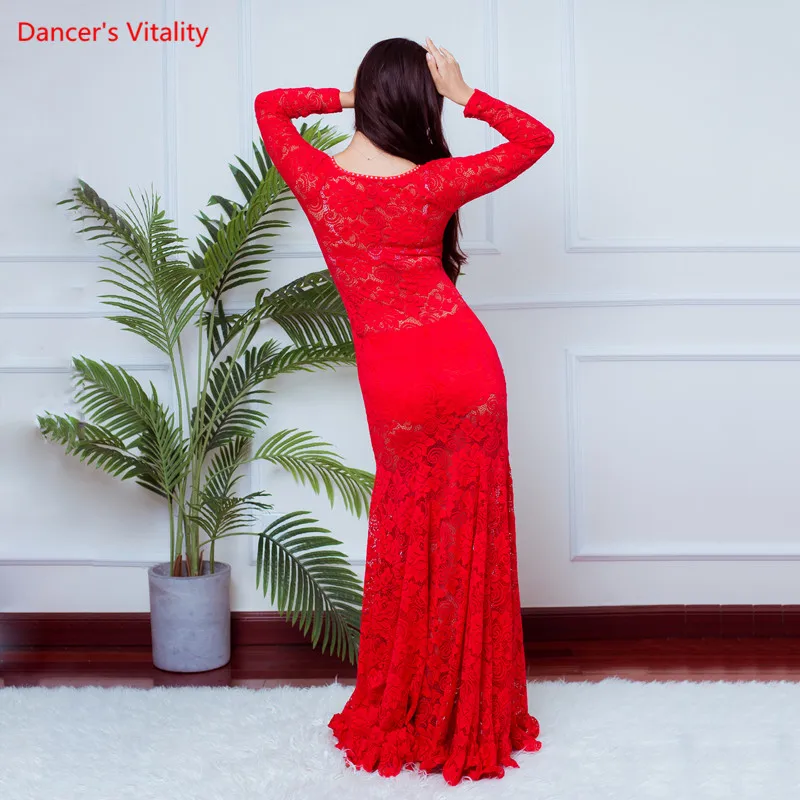 Belly Dance Dress Female Adult Elegant Lace Long Skirt profession Practice Clothes Woman Competition Performance Clothing