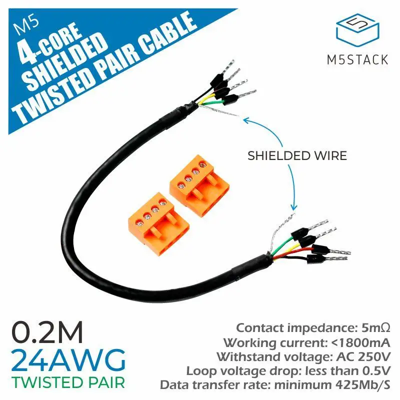 M5Stack Official 24AWG 4-Core Shielded Twisted Pair Cable