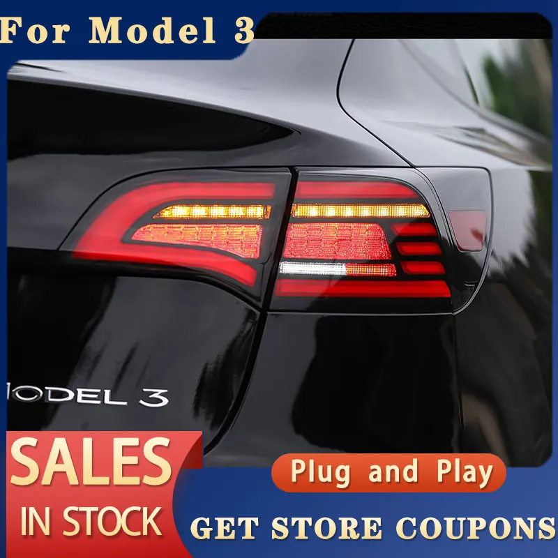 For Tesla Model 3 Model Y 2019-2024 LED Taillights Model3 DRL Day Running Light LED Fog Lights Dynamic turn signal Rear lamps