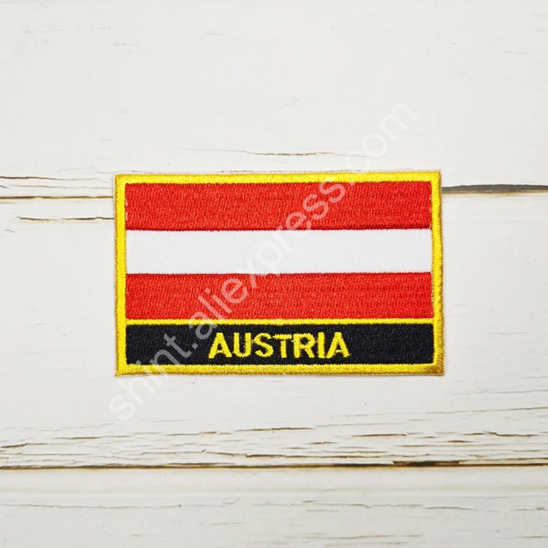 Austria  National Flag Embroidery Patches Badge Shield And Square Shape Pin One Set On The Cloth Armband   Backpack  Decoration