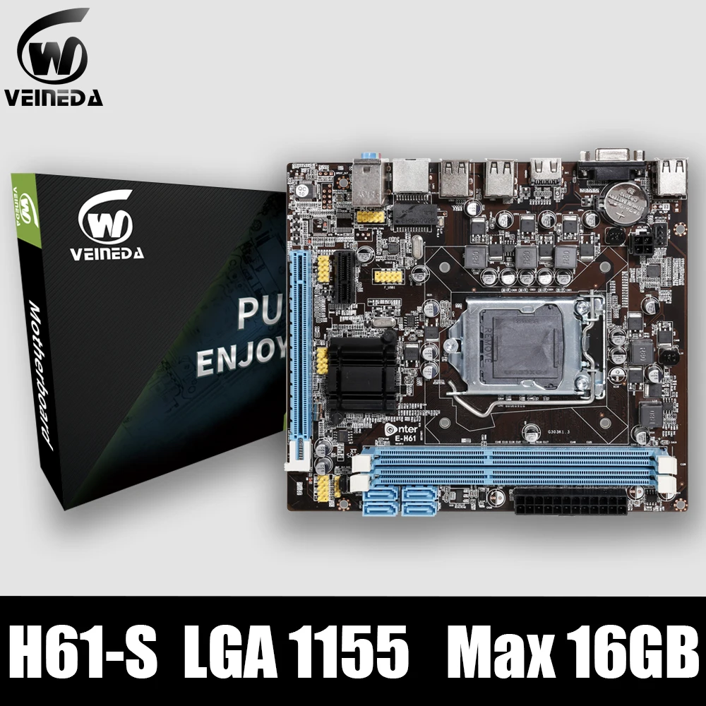 

VEINEDA Original H61-S Desktop Motherboard Socket LGA 1155 FOR Intel Core i3 i5 i7 DDR3 Memory 16G uATX H61 PC Mainboard