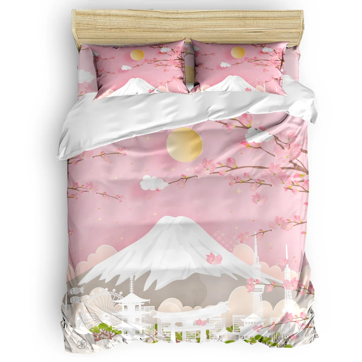 

Mountain Peach Blossom Sun Paper Cut Spring Duvet Cover Set 2/3/4pcs Bedding Set Bed Sheet Pillowcases Cover Set