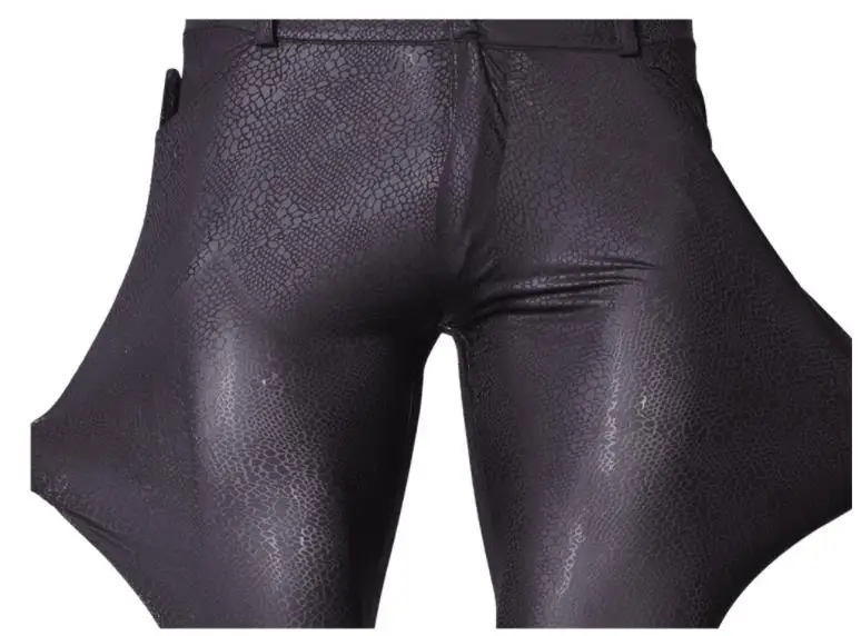 Men Sexy Breathable Short Pants Silky Slim Tight Stretchy Ultra Thin Unique Faux Leather Stylish