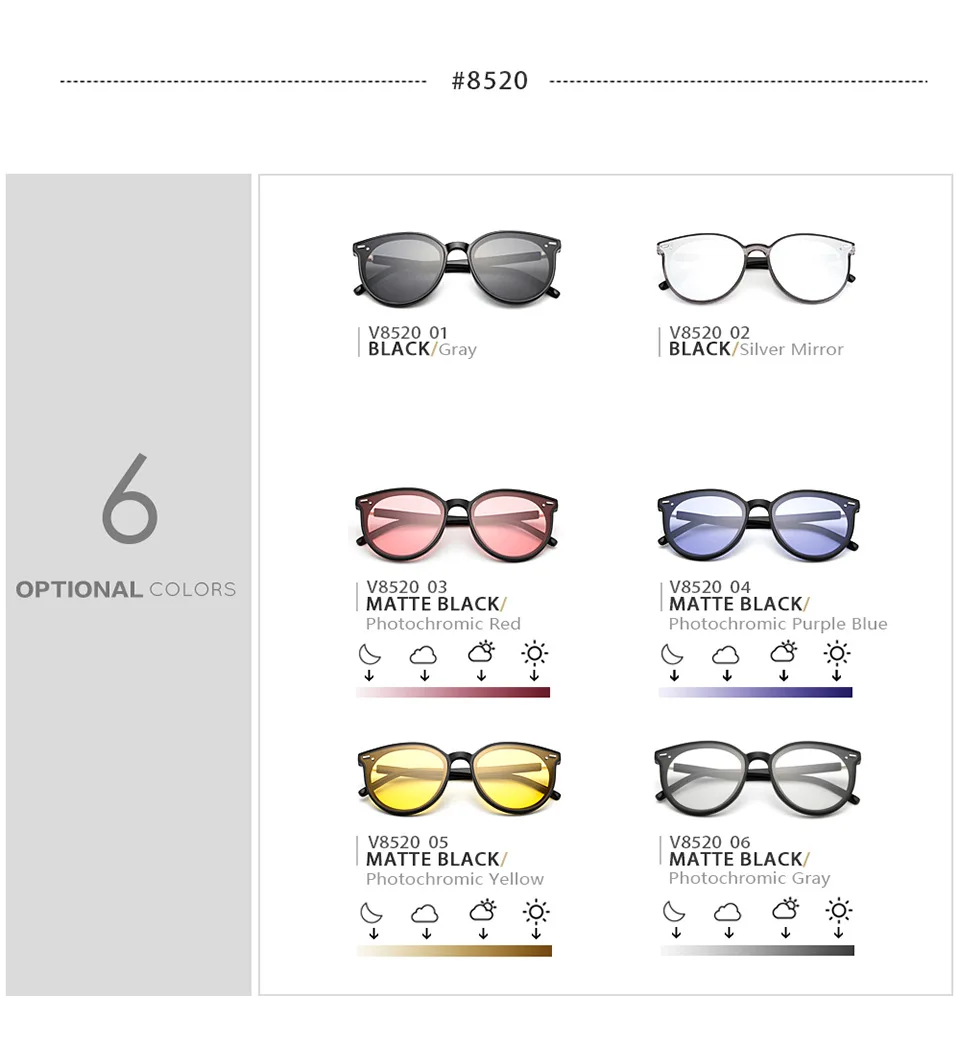 VEITHDIA Sonnenbrille Frauen Luxus Vintage Polarisierte Sonnenbrille Photochromen UV400 Cat Eye Damen Mode Brillen Weibliche K8520 – Detail 14