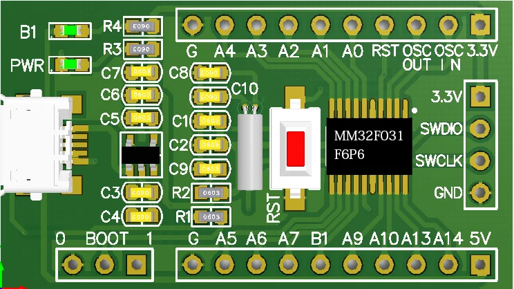 و Mm32f031f6p6 الأساسية مجلس اللحاء M0 يحل محل Stm32f031f6p6 مع الحد الأدنى من مجلس تطوير النظام