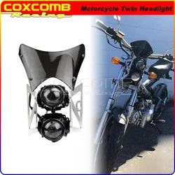 Hi/Lo Beam E4 H3 12V 55W T10 Bulb Motorbike Street Naked Bike Head Light Front Headlamp Lights For Harley Dyna BSA Cafe Racer