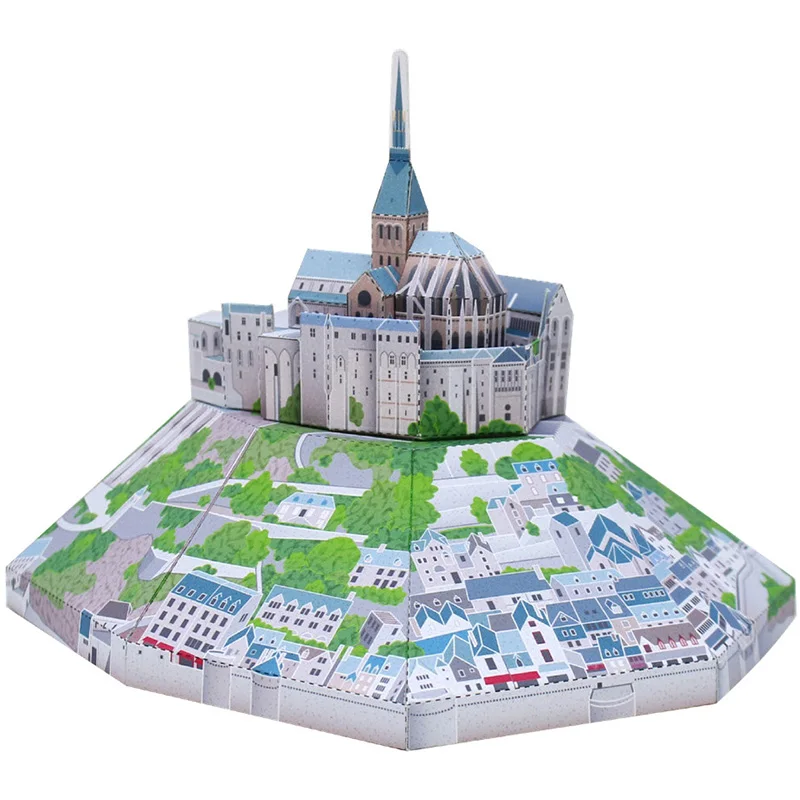 Francia t-saint-michmini 3D carta modello casa Papercraft fai da te arte Origami costruzione bambini adulti fatti a mano giocattoli artigianali QD-205