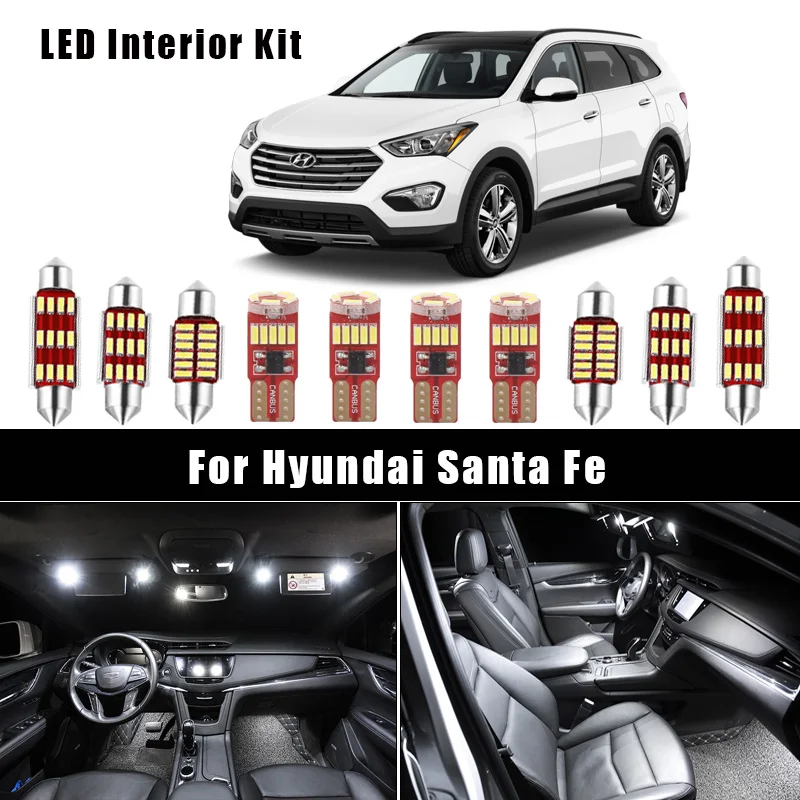 Canbus LED Interior Dome Map Light Kit For Hyundai Santafe Santa Fe SM CM DM ix45 2001-2020 Vehicle License Plate Lamp Bulbs