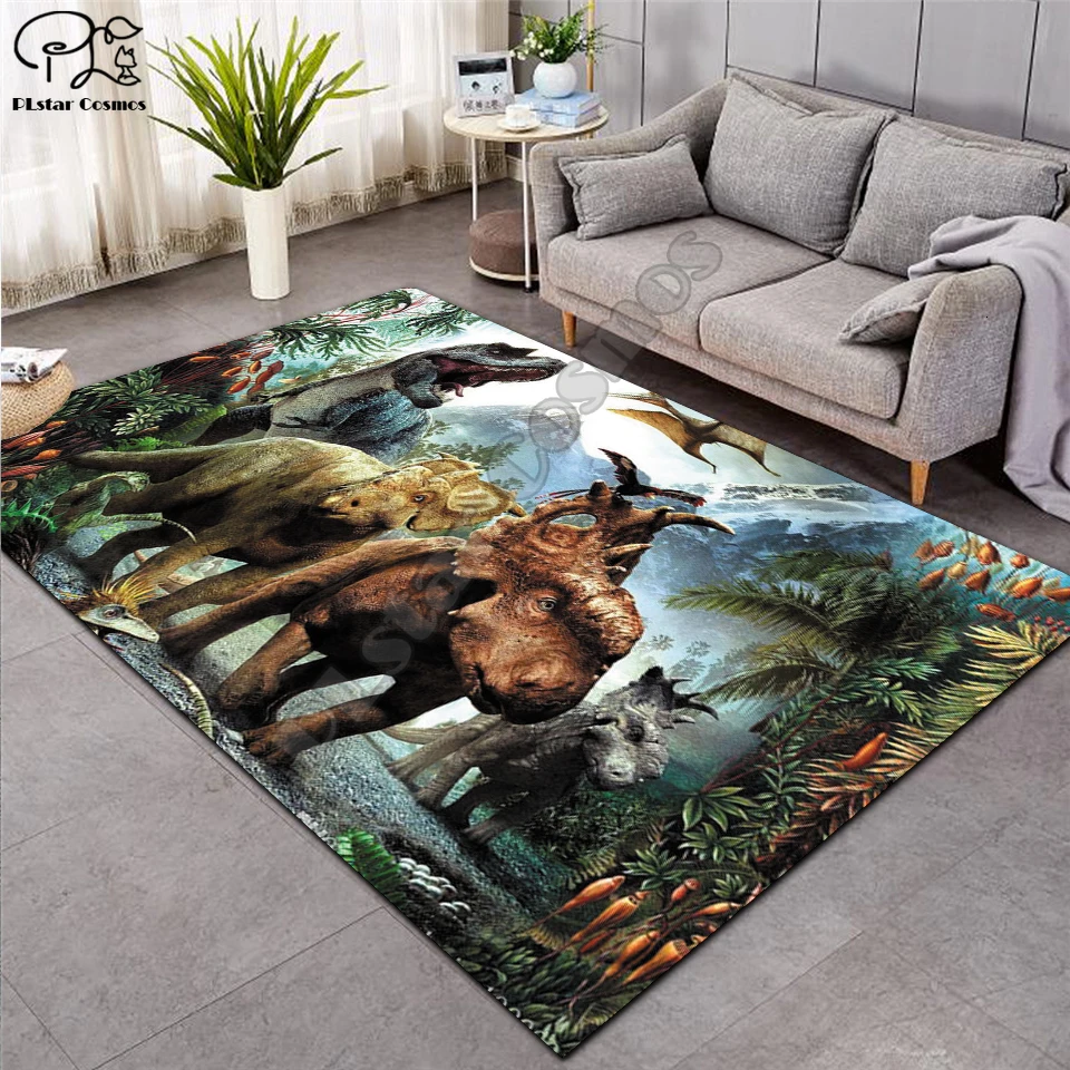 Alfombra nórdica 3D de dinosaurio para sala de estar, sofá, dormitorio, Alfombra de juego, salón de dibujos animados, alfombras grandes, alfombra para puerta de pasillo, personalizada, 0016