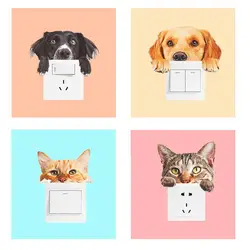 Cute Pet Cats Dogs Switch Wall Stickers Living Room Bedroom For Switch Home Decoration Art Decals Kids Baby Room Mural Wallpaper