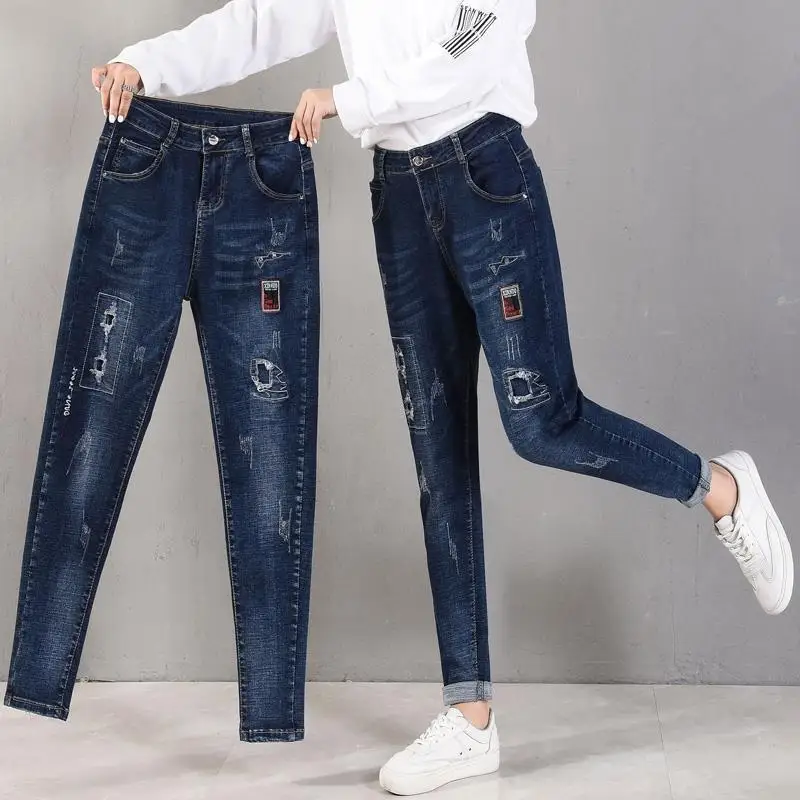 2024 nowe jesienne damskie jeansy z wysokim stanem spodnie ołówkowe w stylu Vintage dżinsy proste spodnie damskie damskie spodnie jeansowe Pantalon