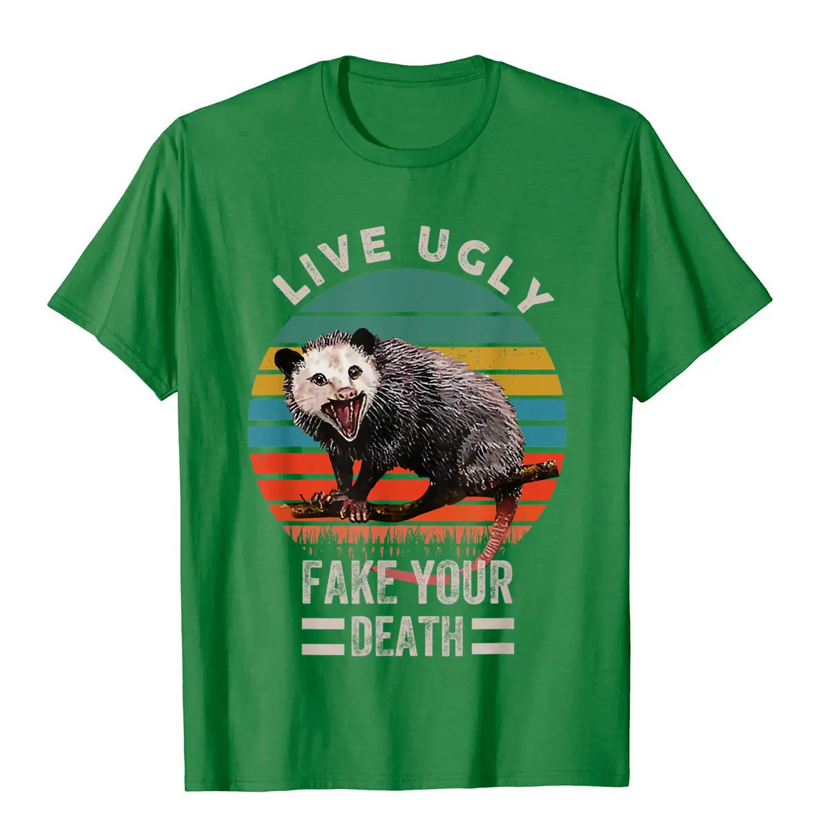 Vintage Live Ugly Fake Your Death Opossum Funny T-Shirt Brand Printed On Tshirts Cotton Men T Shirt Printed On