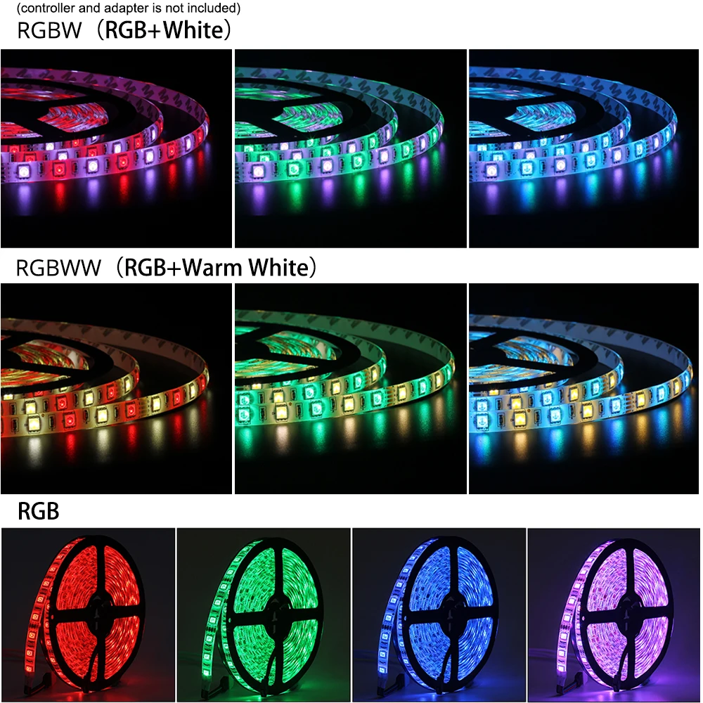 DC12V 5M LED Strip 5050 RGB,RGBW,RGBWW 60LEDs/m Flexible Light 5050 LED Strip RGB White,Warm white,Red,Blue,Green