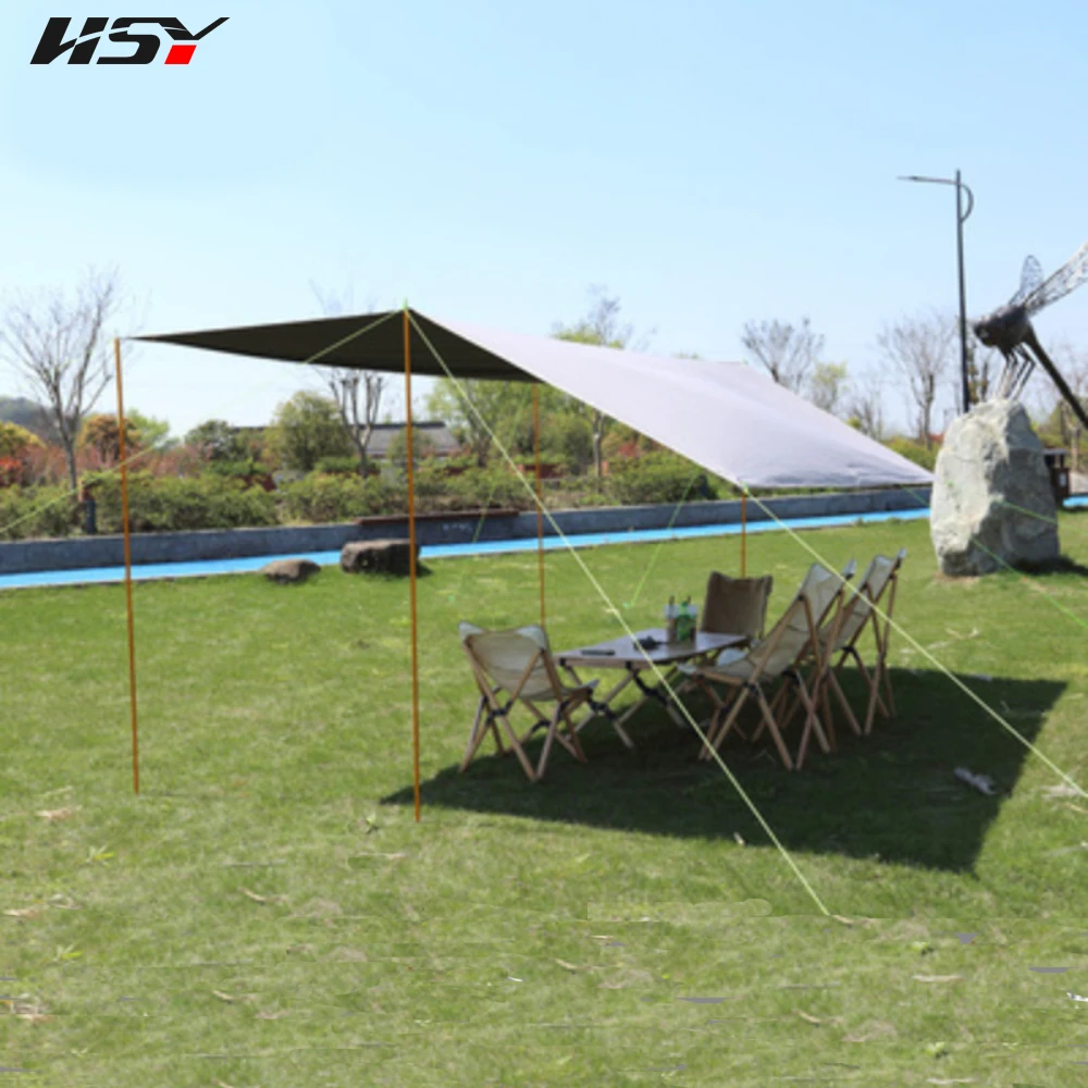 Imagem -06 - Impermeável Khaki Tarp com Black Coated uv Blocking Outdoor Canopy Camping Survival Sun And Rain Toldo 6x4.4m Upf50 Mais 5000 mm