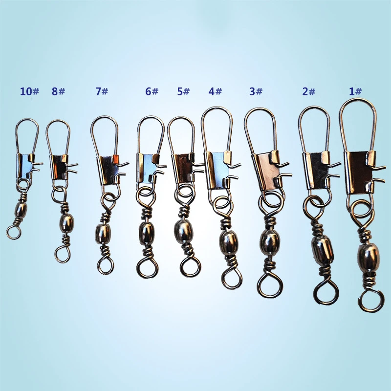 50 stücke Winter Eis Angeln Waren Wirbel Angeln Stecker Pin Lager Roll Wirbel Snap Fastlock Clips Angelhaken Köder TacklePesca – Detail 1