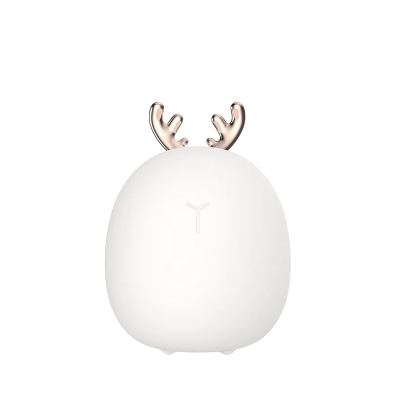 Rechargeable LED Cartoon Deer Rabbit Silicone Night Light Touch Lamp Christmas Atmosphere Light Children and Baby