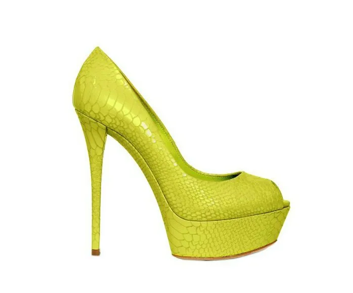 

Charming Woman High Platform Luminous Python Leather Pumps Peep Toe Snakeskin High Heels Stage Runway Dress Super Heel Shoes