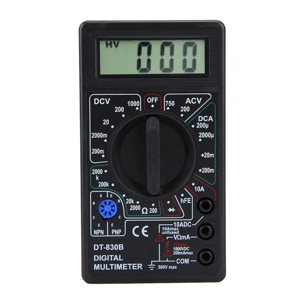 DT830B التيار المتناوب/تيار مستمر LCD الرقمية المتعدد 750/1000 فولت الفولتميتر مقياس التيار الكهربائي أوم اختبار عالية السلامة يده متر رقمي متعدد