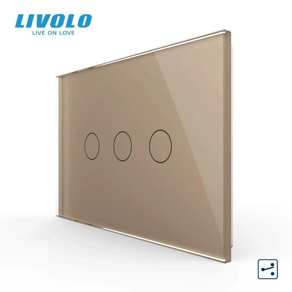 Original Livolo US/AU Standard Wall Switch, VL-C903S-11, White Crystal Glass Panel,3 Gang 2 Way Touch Control Light Switch