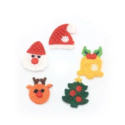 30pcs/lot 3cm crochet  knitted christmas Appliques for DIY Gloves Clothes Sewing Headwear Decor Patches