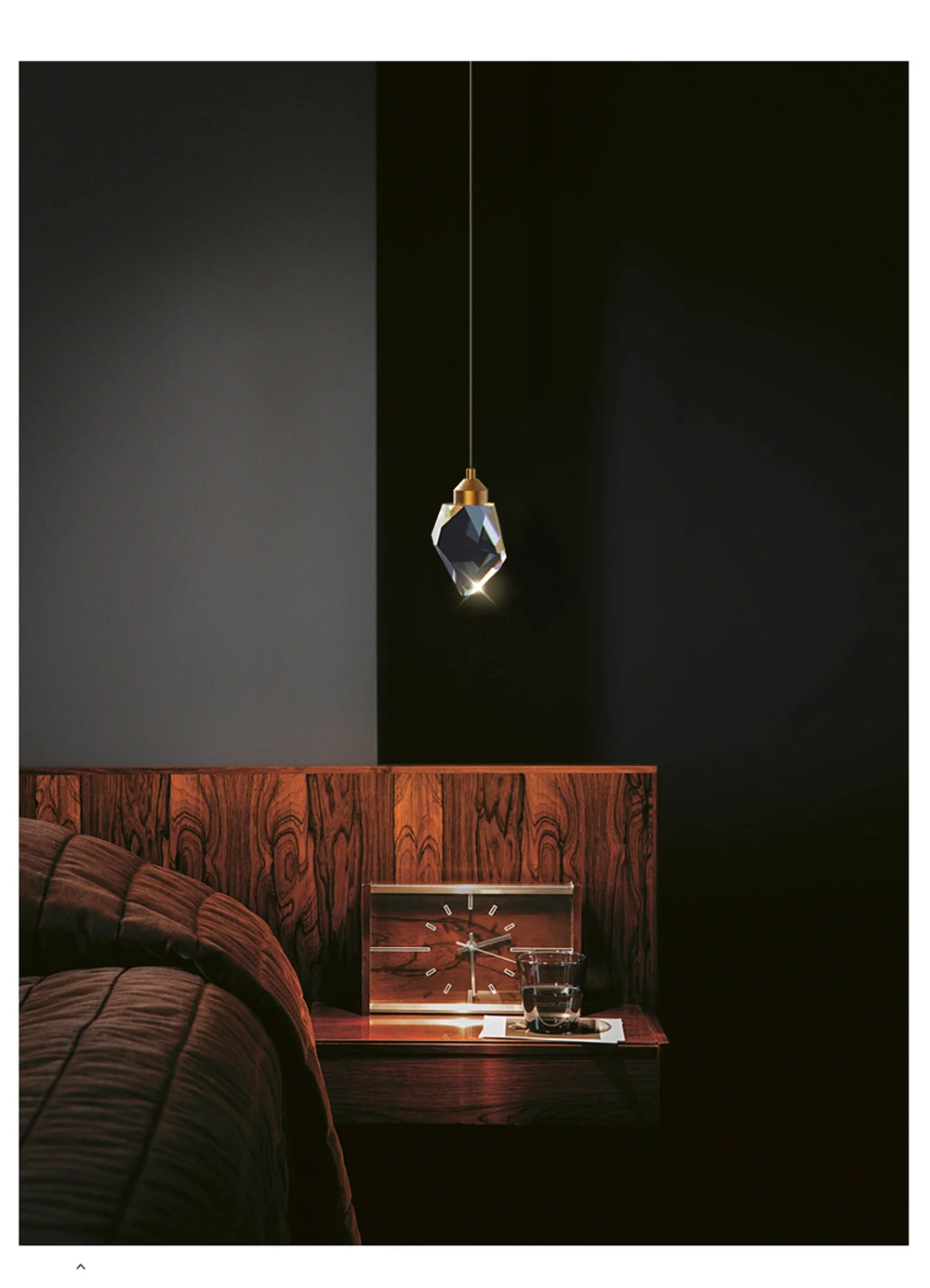LED Copper Crystal Stone Golden Pendant Lamp Light