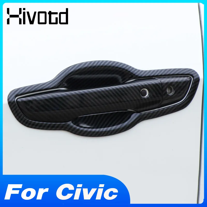

ABS Car Door Handle Cover Entry Wrist Trim Stickers Premium Exterior Decoration Accessories Parts For Honda Civic 10th 2021-2016