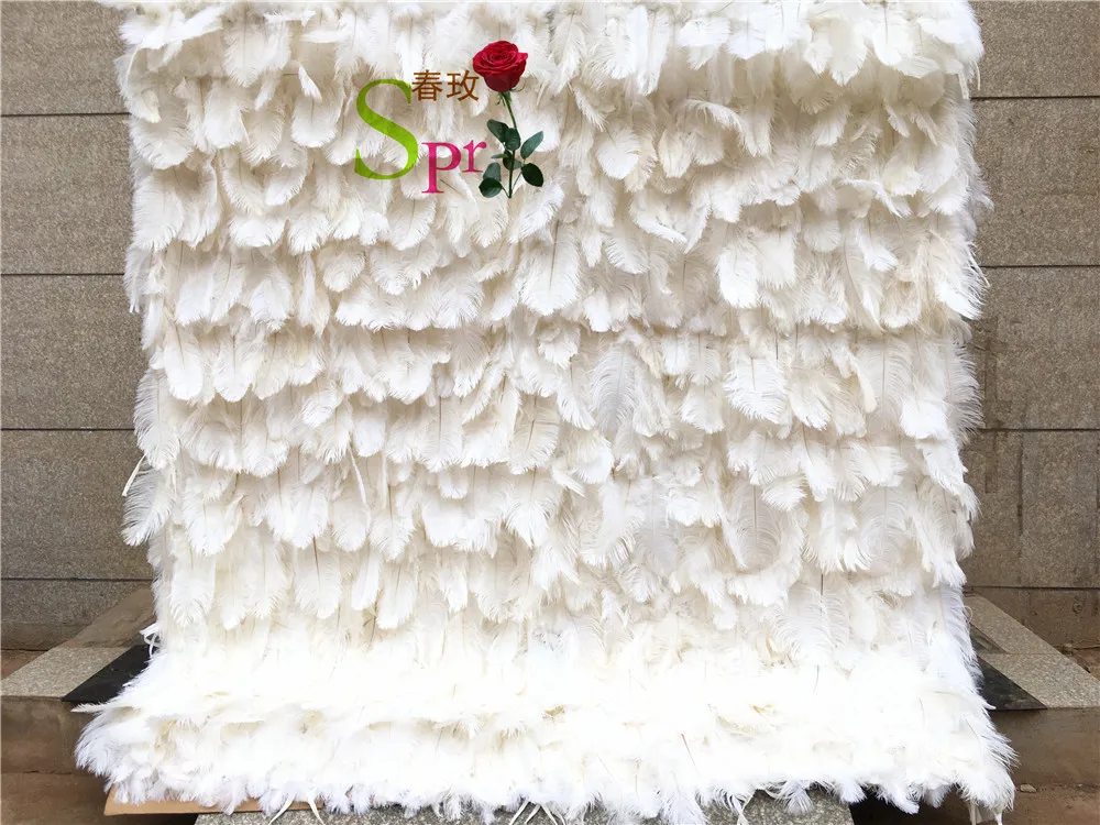 

SPR Wholesale Custom White feather Wedding Supplies Decoration Backdrop Silk Artificial Decorative Flower Wall