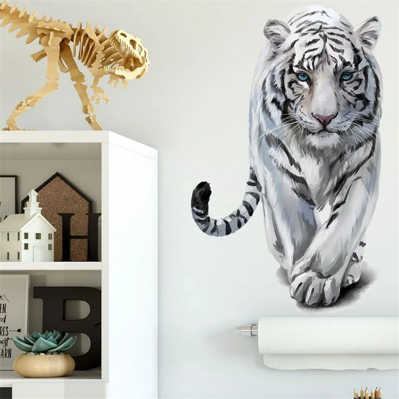 Pegatina de pared de tigre 3D para habitación de niños, decoración del hogar, dormitorio, Mural de PVC, calcomanías artísticas