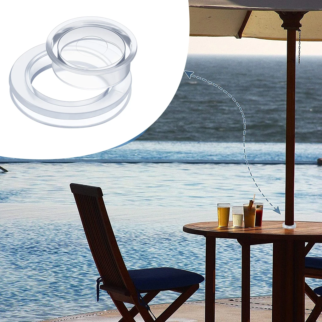 Umbrella Thicker Hole Ring Plug and Cap Set for Outdoors Patio Beach Yard Table 2 Inch Standard Size Transparent