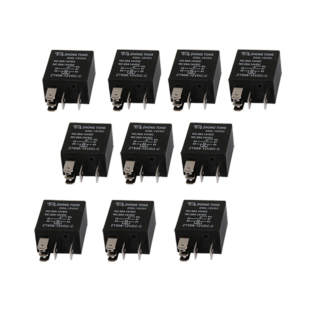 10Pcs General Purpose 20A/30A AMP SPDT Relay ZT606-12V-C-R, Preformance Automotive Replacement Parts