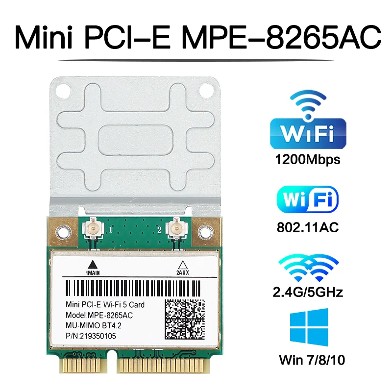 Carte MINI PCI-E wi-fi 802.11AC, 2.4/5Ghz, 4.2 mb/s, double bande, sans fil, compatible Bluetooth 1200, Windows 7/MC-AC7265, pour ordinateur portable