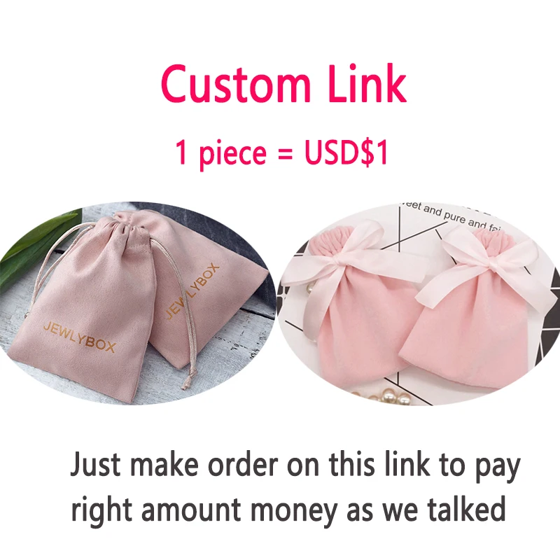 Custom Logo Print for White Packaging Bags Jewelry Drawstring Pouches Velvet Jewellery Display Sack Wedding Party Favor Bags