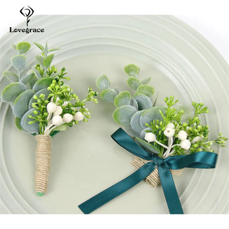 Xanh Giả Vật Có Hoa Nam Boutonniere Cưới Xòe Cổ Tay Áo Khoác Nữ Họa Tiết Vòng Tay Phù Dâu Hoa Cưới Thổ Cẩm Chú Rể Boutonniere Pin