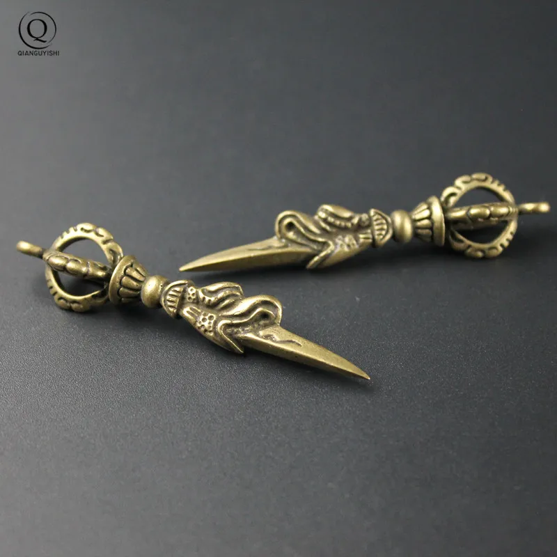 Copper Dragon Needle Key Rings Pendants Traditional Chinese Feng Shui Magic Pestle Lucky Car Key Chain Pendant Charms Trinket