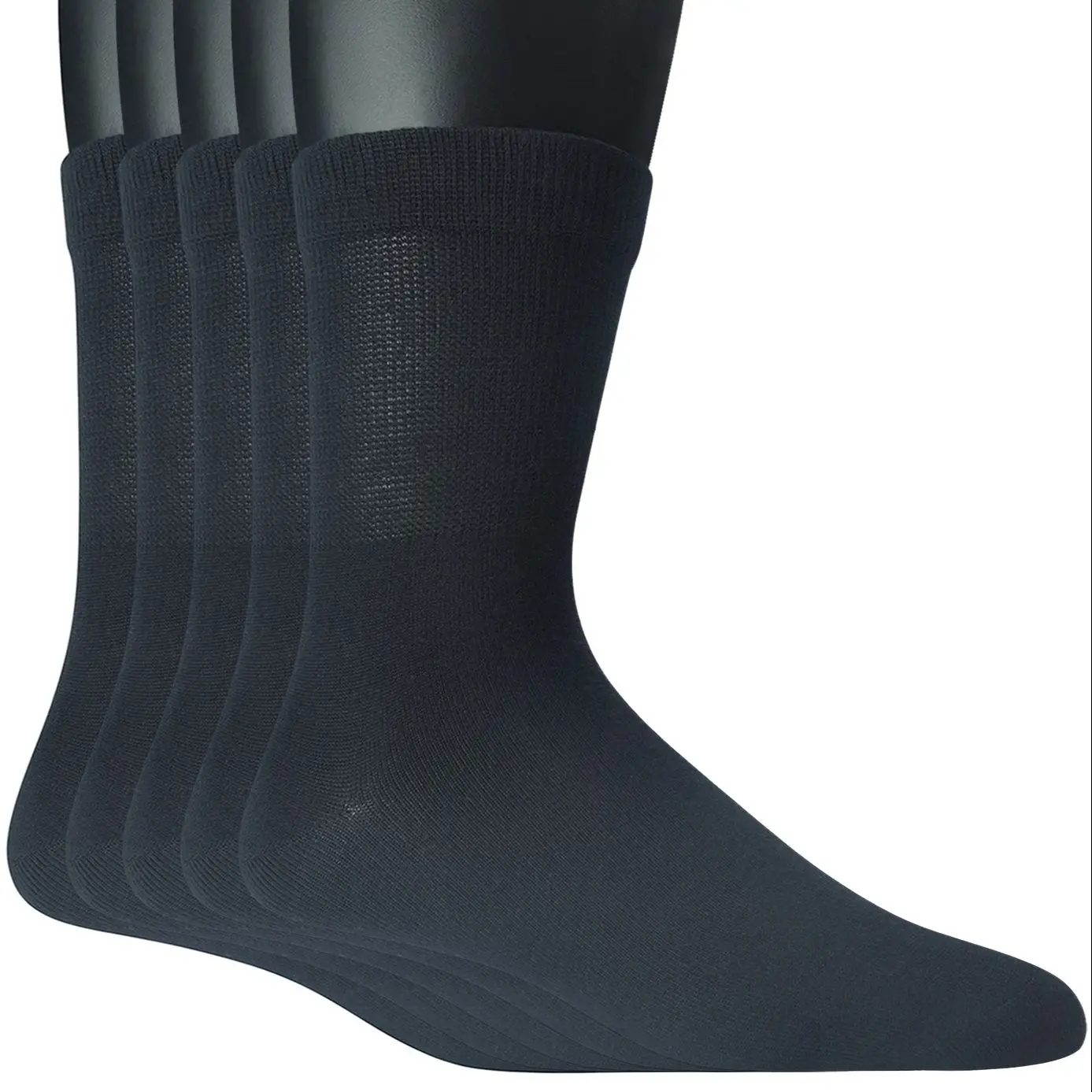 Yomandamor Men's 5 Pairs Bamboo Quarter Socks Seamless Toe Non-binding Top Diabetic Dress Socks Comfortable Breathable Footwear