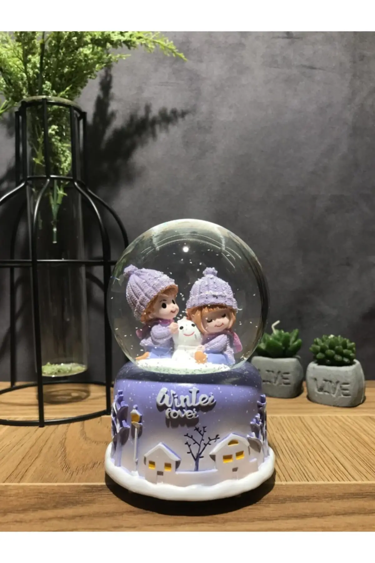 Snowman Romantic Double Color-Changing Musical Snow Globe Crystal Balls Magnetic Globes Home Office Decoration