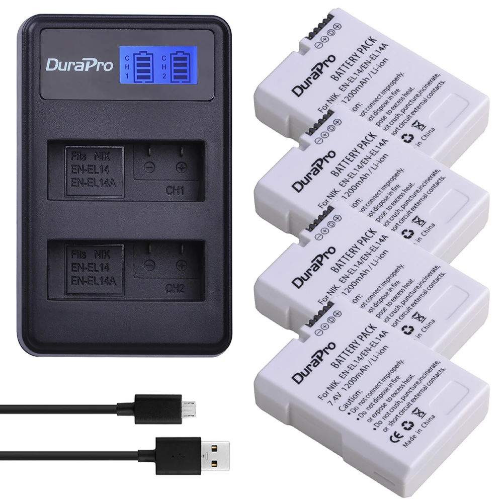 

DuraPro EN-EL14a EN-EL14 EL14 Rechargeable Battery Charger for Nikon D5600,D5500,D5300,D5200,D5100,D3200,D3300,P7800,P7700