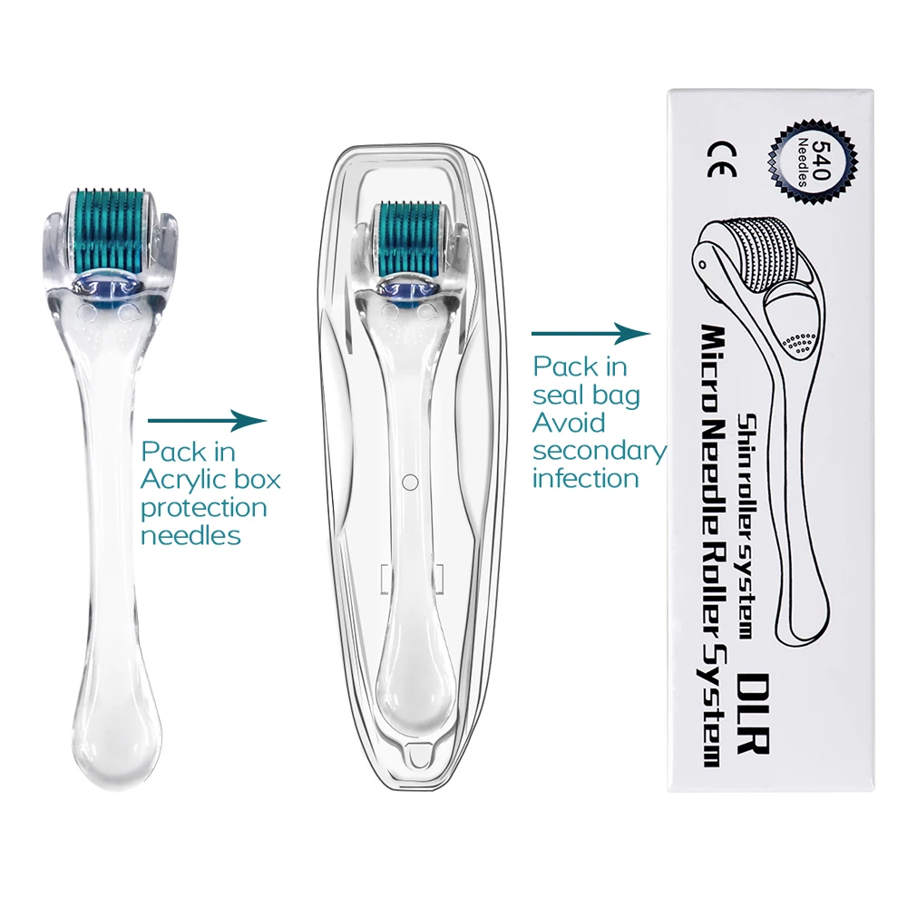 Microneedling Titanium Dermoroller para cabelo, Rolo Microneedling, Mesoroller para cabelo, Comprimento das agulhas, 540, 0.2, 0.3mm