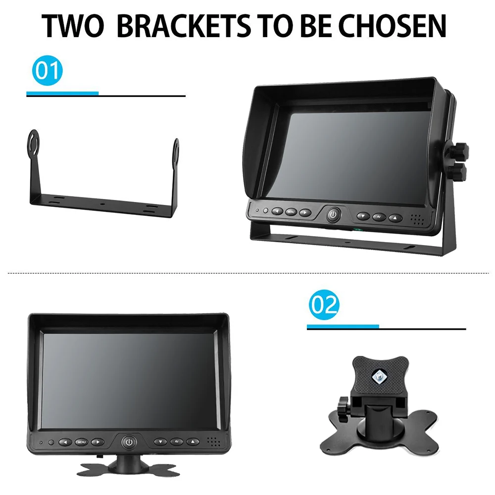 9 ''رباعية سبليت رصد نظام كاميرا لموقف السيارات ، 4CH رباعية سبليت شاشة مراقب مع كاميرا خلفية الجانب الأمامي لشاحنة شاحنة ثقيلة