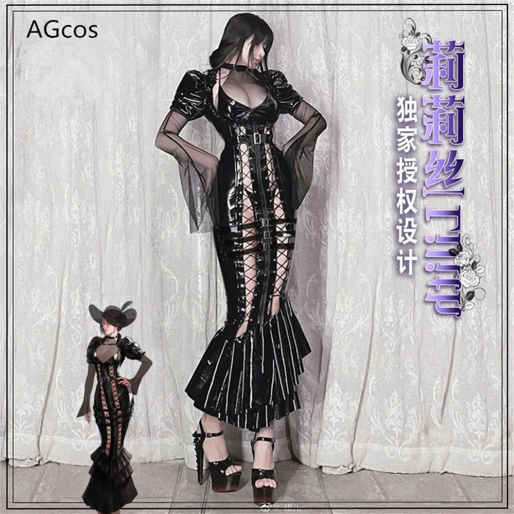 AGCOS Original Design Lilith Countess Mermaid Princess Cosplay Costume Woman Gothic Dress Sexy Cosplay