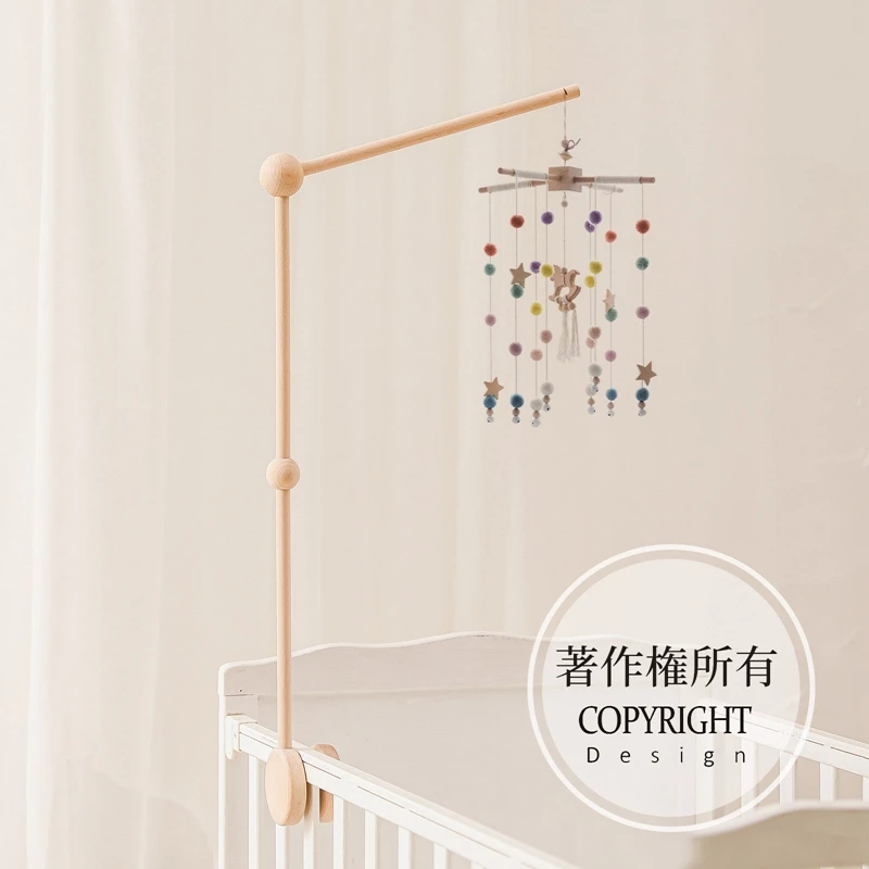 Baby Assembly Rattles Bracket Set Infant Crib Mobile Bed Bell Bracket Protection Newborn Baby Toys Wooden Bed Bell Accessories