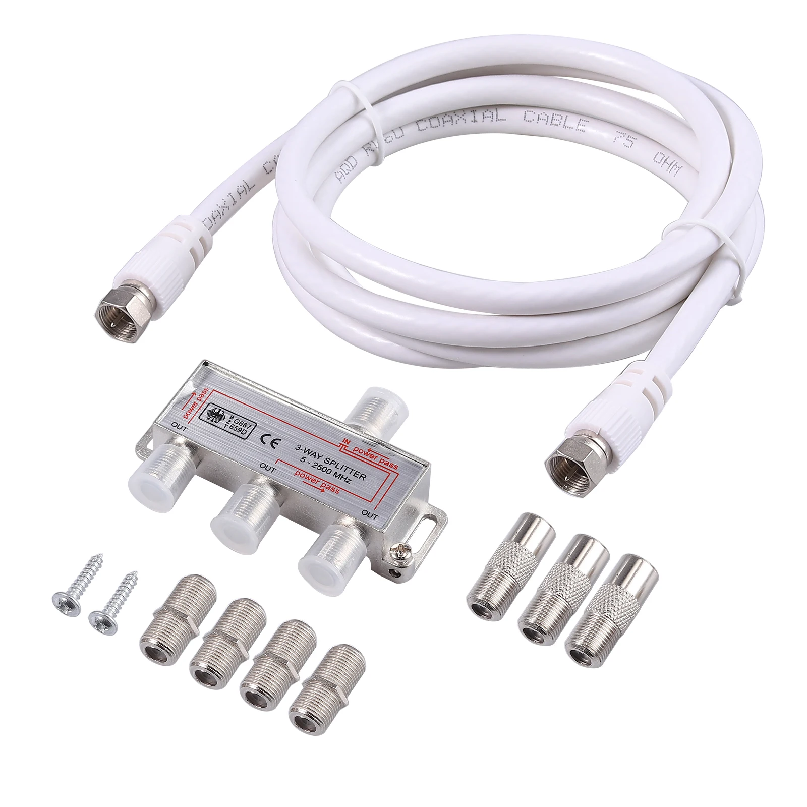 LiNKFOR 3-Weg Coax Kabel Splitter MoCA 5-2500MHz 3 Weg TV / CATV Breitband Splitter Für home TV Ausrüstungen