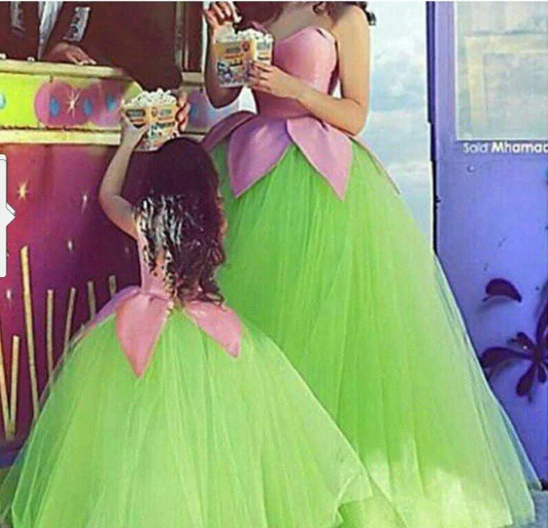 

2025 New Arrival drop shipping Ball Gown Pink Lime Green Satin Tulle Puffy Prom party gowns custom mother of the bride dresses