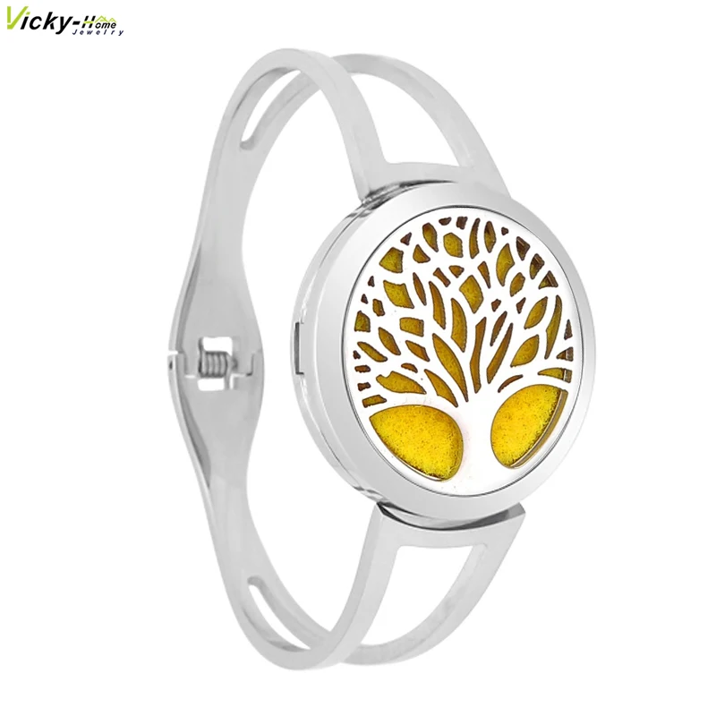 

Tree Bracelet Aromatherapy Essential Oils Diffuser Locket Bangle 316L Stainless Steel drop shipping