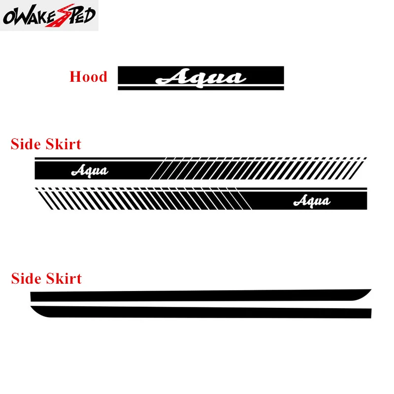 Car Body Door Side Skirt Stripes Decor Sticker For Toyota Aqua Racing Sport Styling Auto Bonnet Engine Cover Vinyl Decals