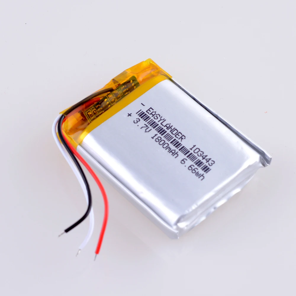 3 linie 3.7V 103443 1800mAh akumulator litowo-jonowy polimerowy do MP3 nawigacja GPS dryfowania Stealth 2 kamera akcji