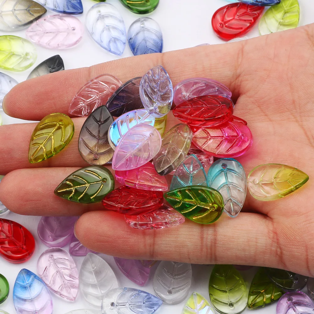 18x11mm Leaf Shape Glass Beads Lampwork Spacer Crystal Czech Beads For Jewelry Making Handmade Crafts Diy Bracelet Necklace