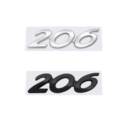 3D Glossy Black Chrome Silver Metal Logo Emblem Badge Decal Car Sticker for Peugeot 206 Car Accessories